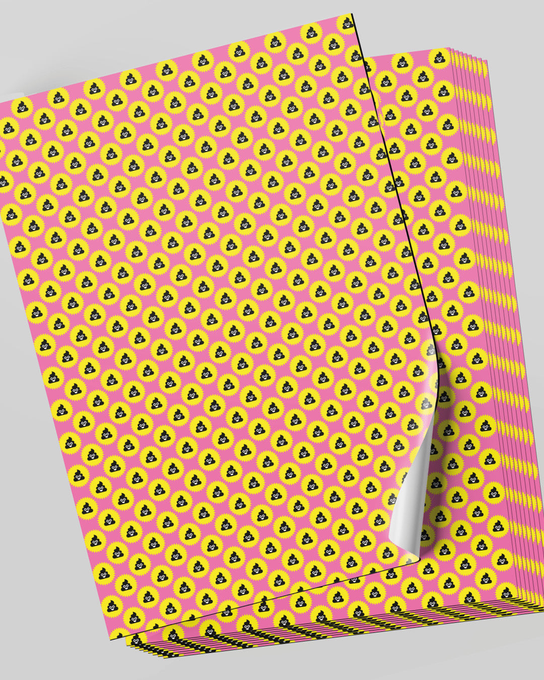 Framelette Geschenkpapier Flaming Poo pink mit Poop Emoji Muster gestapelte Bögen